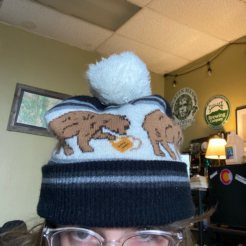 Bear drinking beanie
